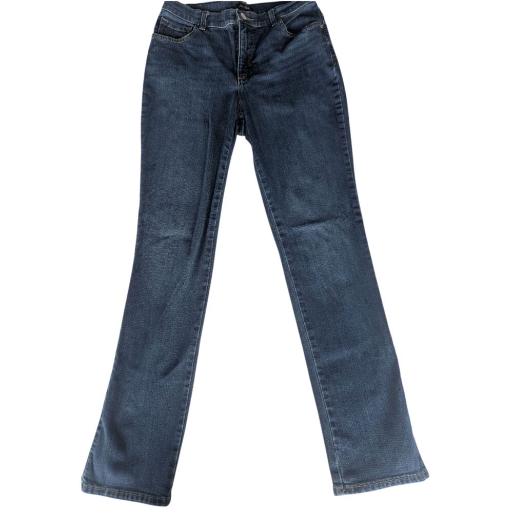 Lee Classic Fit Straight Leg Jeans Women's Size 10 Long Dark Wash Stretch Denim